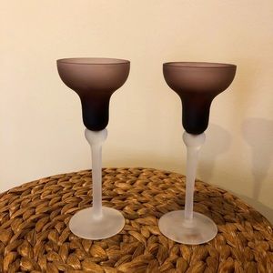 Purple Candle Holders Set
